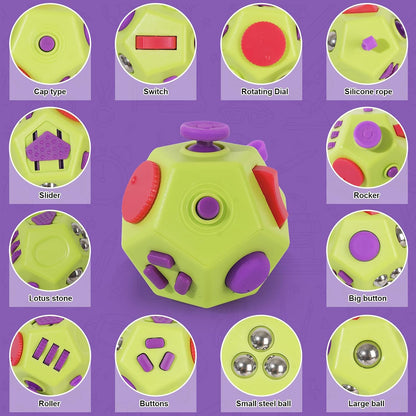 UOOEFUN Small Fidget Toys,12 Sided Fidget Toys,Mini Cube Toys Relief Stress,Autism and Anxiety Depression Anti for Kids Adults Improve Focus (Grey)