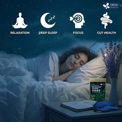 FreshDrinkUS, Premium 75 Tea Bags Better Sleep Herbal Tea | Caffeine-Free Loose Leaf Blend with Spearmint Leaves, Lemongrass Leaves, and Hawthorn Berry – Naturally Refreshing and Aromatic.