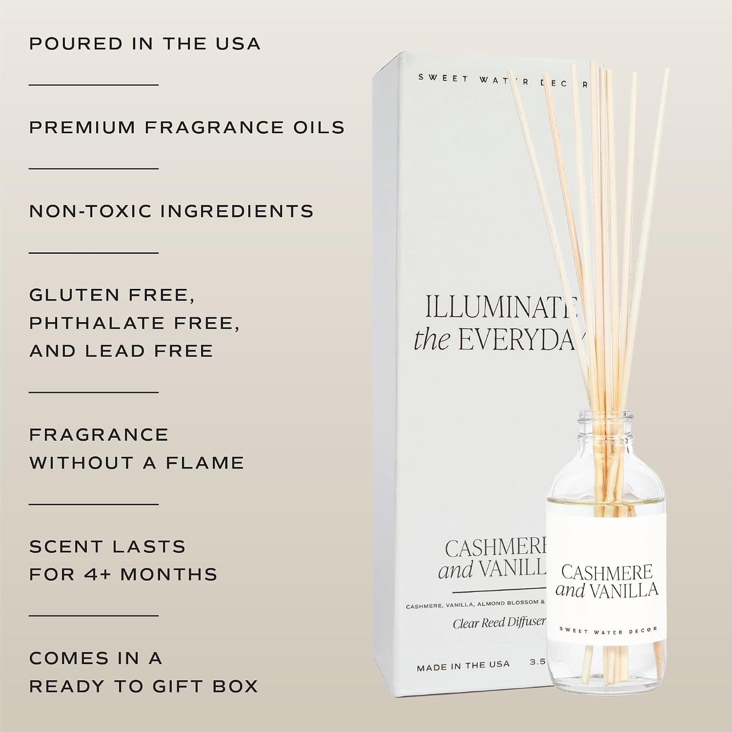 Sweet Water Decor Salt & Sea Reed Diffuser Set - Sea Salt Citrus & Musk Amber Scent Diffuser - Reed Diffusers for Home with Long Lasting Fragrance - Non-Toxic Oil Reed Diffuser - Made in the USA