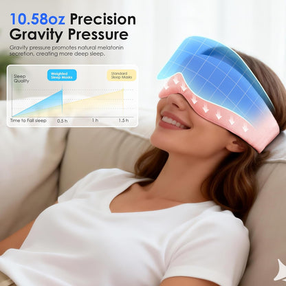 Weighted Eye Mask for Sleeping, Soft Minky Sleep Mask for Side Sleeper with Adjustable Buckle, 100% Blockout Design, Ideal for Meditation, Relaxation and Travel, Includes Storage Pouch (Grey)