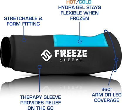 FreezeSleeve Ice & Heat Therapy Sleeve- Reusable, Flexible Gel Hot/Cold Pack, 360 Coverage for Knee, Elbow, Ankle, Wrist- Blue Camo, Large