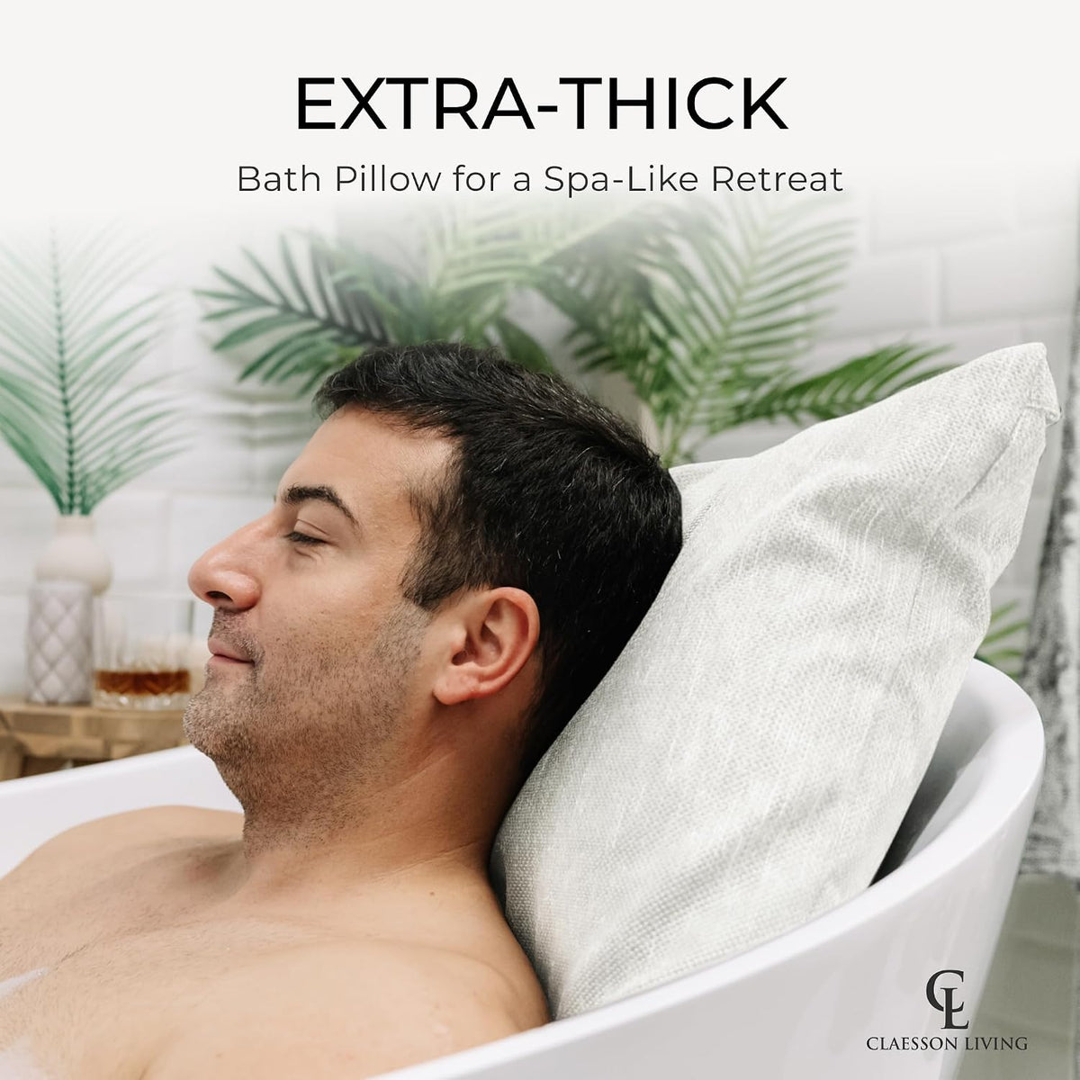 Luxury Bath Pillow for Tub - Thick and Comfortable Bathtub Pillow Support for Head and Neck and Back - Washable Quick-Drying Bath Pillows - Bath Cushion for Home Spa - Fits Any Bathtub - Light Gray