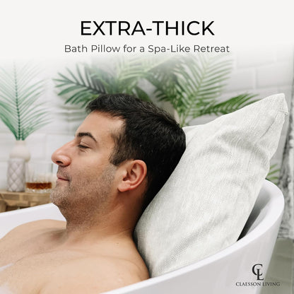 Luxury Bath Pillow for Tub - Thick and Comfortable Bathtub Pillow Support for Head and Neck and Back - Washable Quick-Drying Bath Pillows - Bath Cushion for Home Spa - Fits Any Bathtub - Light Gray