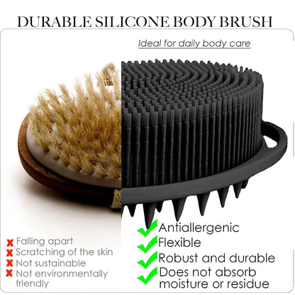 Silicone Body Scrubber – Dual-Sided Silicone Loofah for Shower, Set of 2 Soft Exfoliating Body Bath Shower Scrubber Loofah Brush Easy-to-Clean for Sensitive Kids Women Men All Kinds of Skin