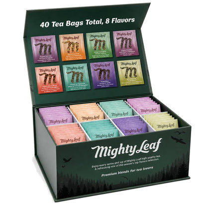 Mighty Leaf Tea Sampler - Assorted Flavors Gift Box - 40 Pouches