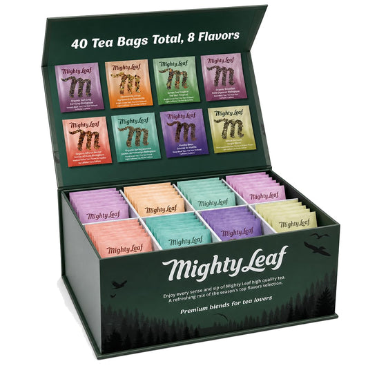 Mighty Leaf Tea Sampler - Assorted Flavors Gift Box - 40 Pouches