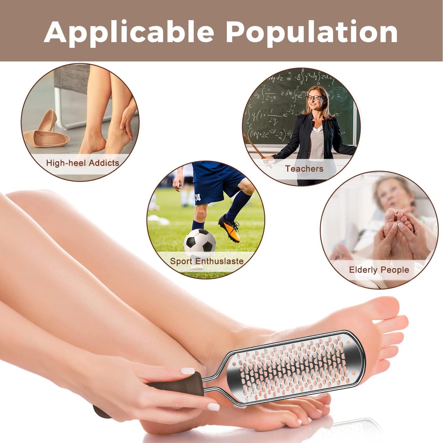 Foot File Foot Scrubber Pedicure - Callus Remover for Feet Easkep Professional Grater Rasp Foot Scraper Corns Callous Removers Cracked Dead Skin Remover for Dry and Wet Feet (Golden)
