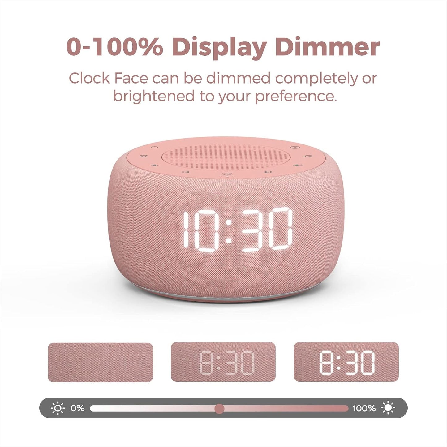 Buffbee Alarm Clock with Sound Machine for Bedrooms – 2-in-1 White Noise Machine for Sleep, Gentle Wake-Up with Soft Alarm Sounds, Ambient Night Light, Plug-in, Sleep Better, Wake Gently