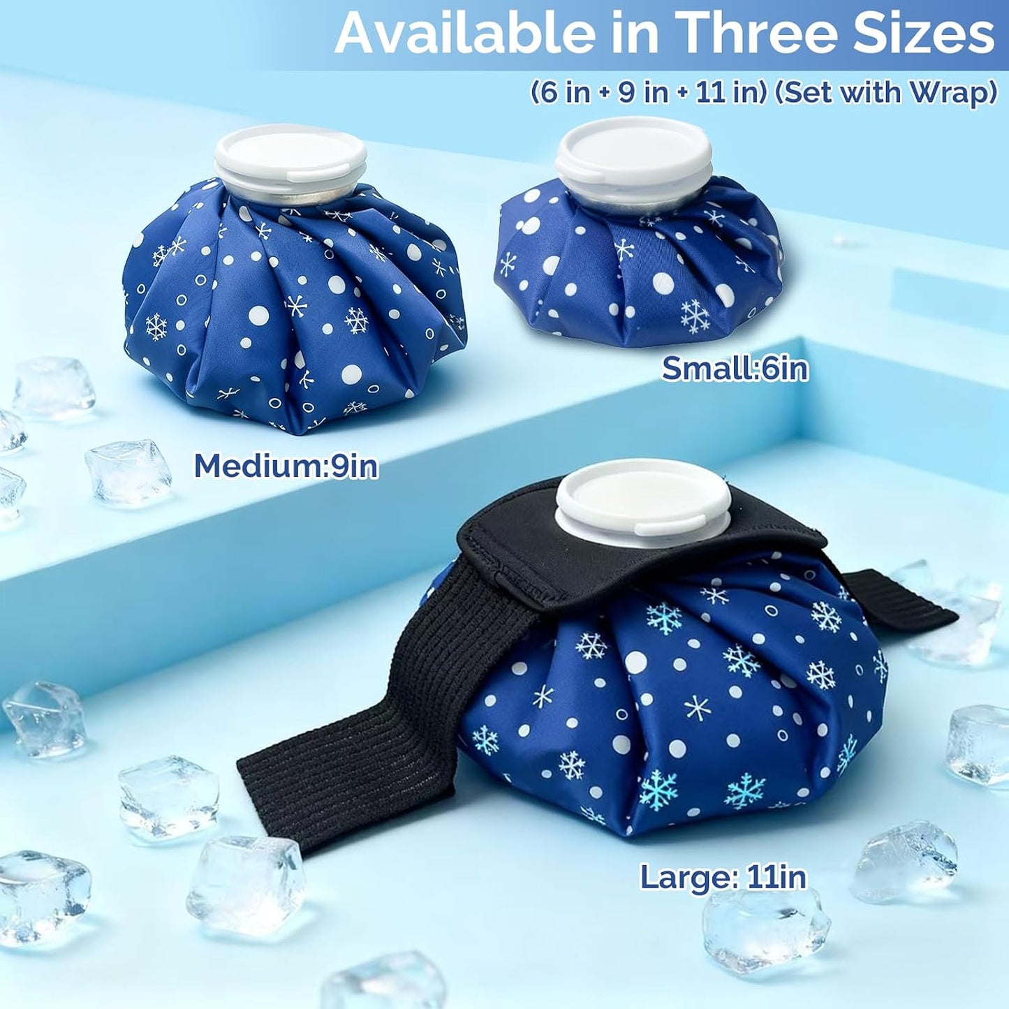Reusable Ice Pack for Injuries & Pain Relief, 9 Inch Snowflake Design Hot & Cold Therapy Pack, Leak-Proof Ice Bag for Muscle, Joint Pain & Swelling, First Aid, Sports & Home Use