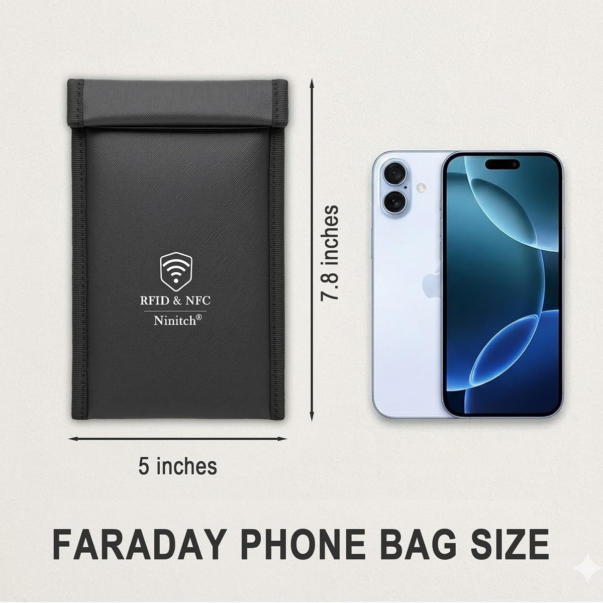 Faraday Bags for Phone Privacy & Security - Signal Blocking Pouch for GPS/WIFI/5G/RFID - Fireproof & Waterproof Anti-Drop Case for Travel & Data Protection Black