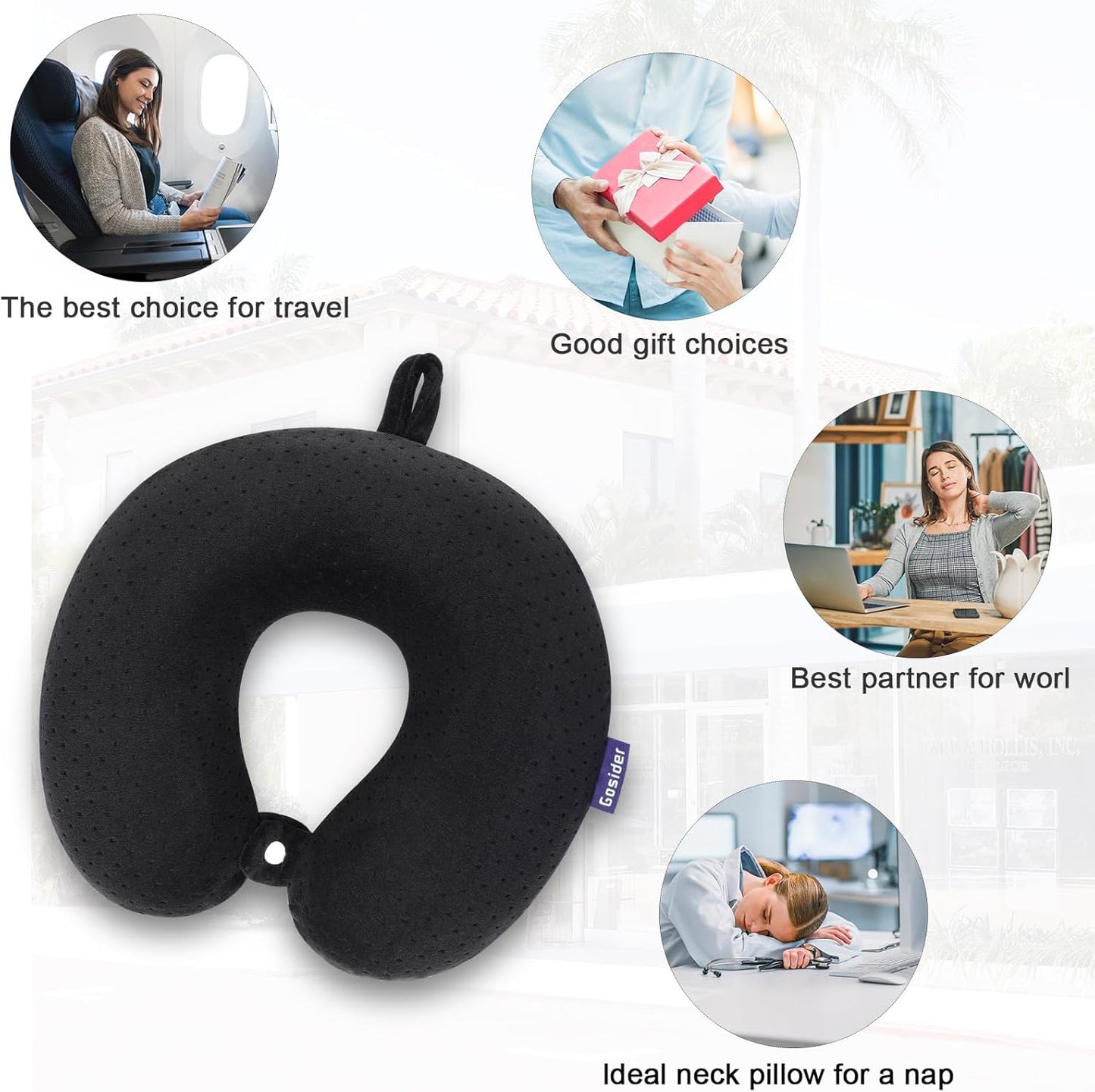 Neck Pillows for Sleeping Travel Pink Travel Pillow Comfortable U Shape Memory Foam Pillows Neck and Head Support Portable Travel Neck Pillow Suitable for Planes, Trains, Self-Driving Cars