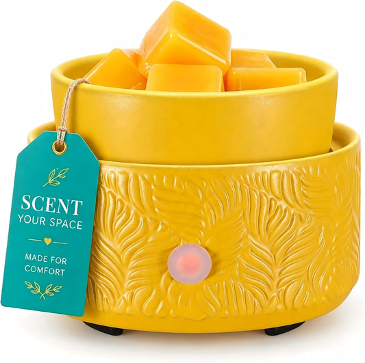 Ceramic Wax Melt Warmer, Fragrance Wax Warmer 4-in-1 Electric Candle Wax Melter and Wax Cubes for Home Office Bedroom Aromatherapy Essential Oil Burner is Birthday Gifts for Women Mom Girl(Dark Brown)