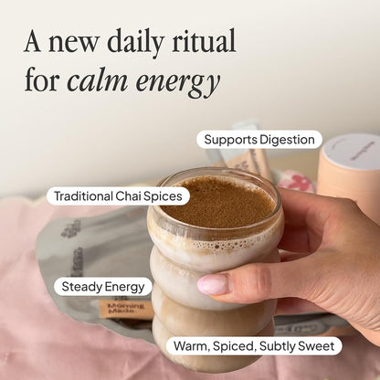 Morning Made Original Chai Latte Powder - USDA Organic Chai Tea Latte with Black Tea, Cinnamon, Ginger, Clove, Black Pepper & Cardamom - Low Caffeine, Vegan, Dairy-Free, Gluten-Free (10.6 oz, 60 Servings, 1 Pack)
