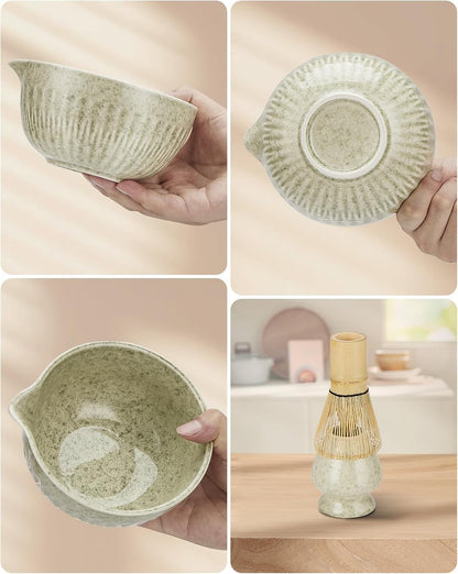 20Oz Matcha Whisk Set，7 Pcs Matcha Kit Includes Matcha Bowl, Whisk & Holder, Bamboo Scoop, Scoop Rest, Sifter & Tea Towel - Perfect for Matcha Tea Ceremony