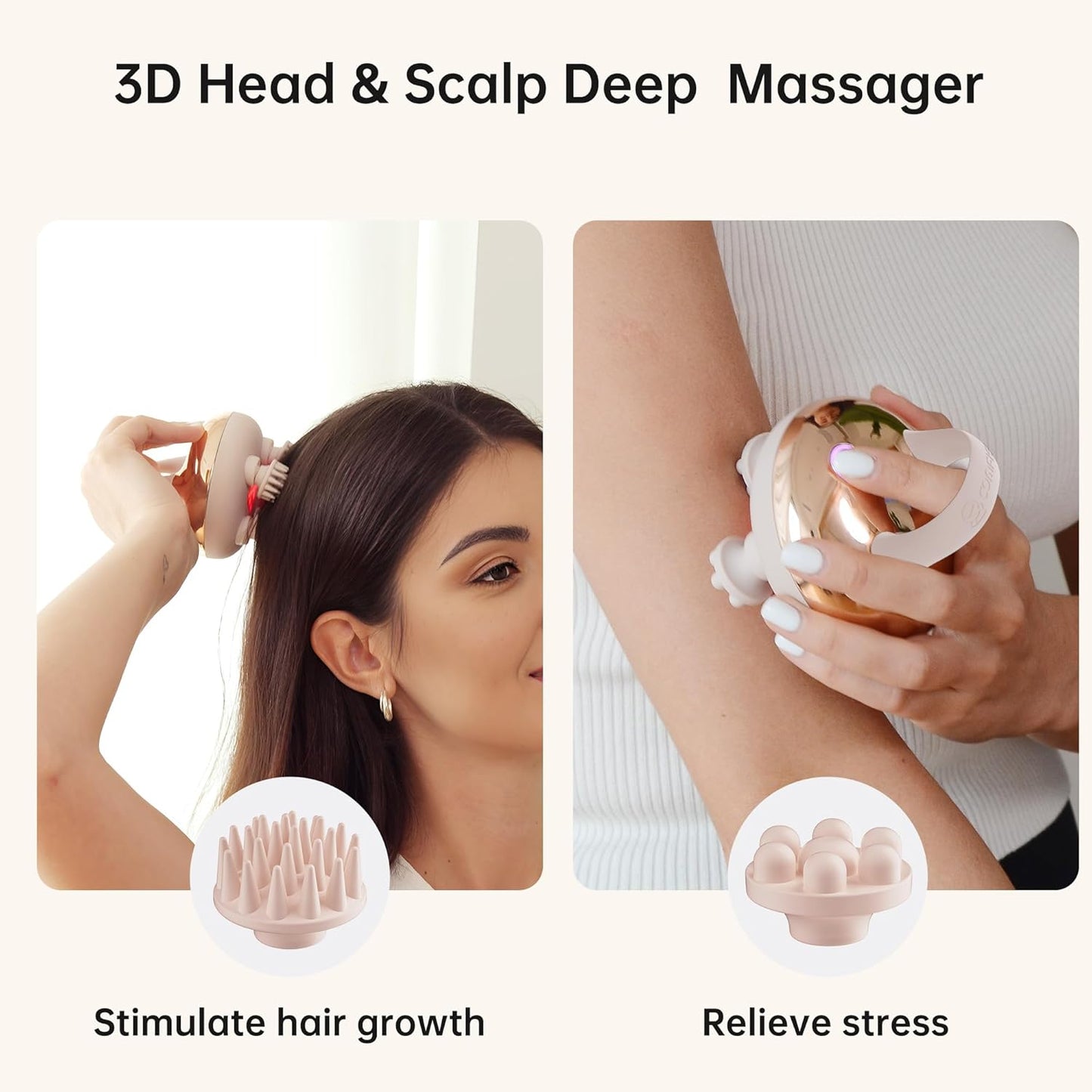 COMFIER Electric Scalp Massager, Waterproof Head Massager with Mutlti-Modes Vibration, Handheld Portable Head Scratcher for Hair Growth, Dog Cat Massager for Deep Clean and Stress Relax