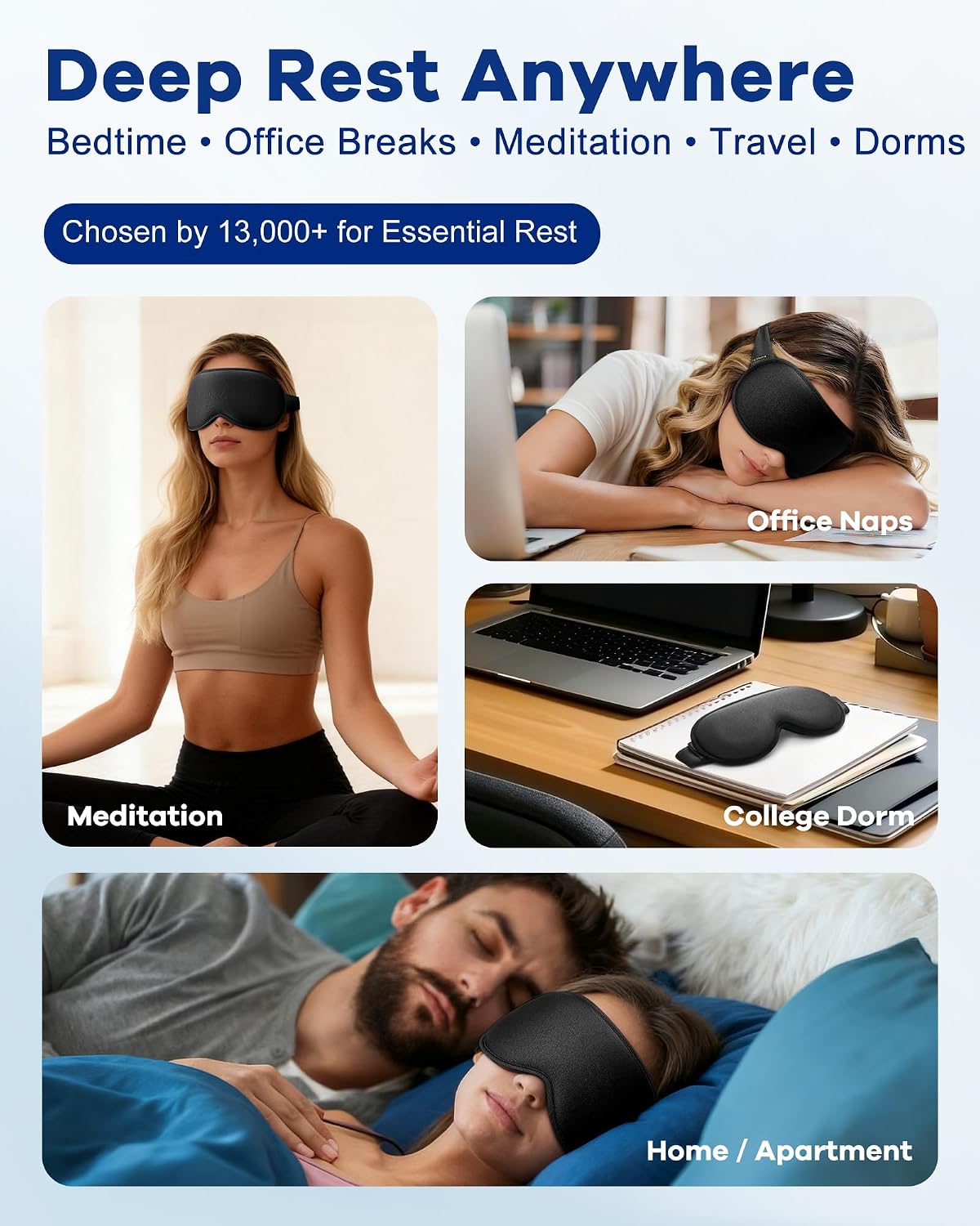 3D Cooling Gel Weighted Eye Mask for Sleeping, 100% Blackout Sleep Mask