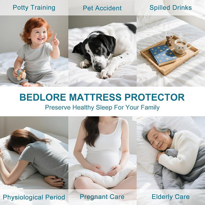 GOPOONY Waterproof Mattress Protector Queen Size - Breathable, Noiseless, Ultra-Soft Bed Cover, Mattress Pad Cover with Deep Stretchable Pockets 8"-21" (Gray)