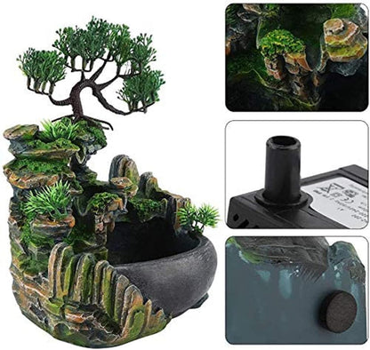 Rockery Stream Tabletop Fountain, Zen Meditation Indoor Waterfall Feature with Automatic Pump and Switch, Desktop Fountain for Home Office Bedroom Decoration (A)