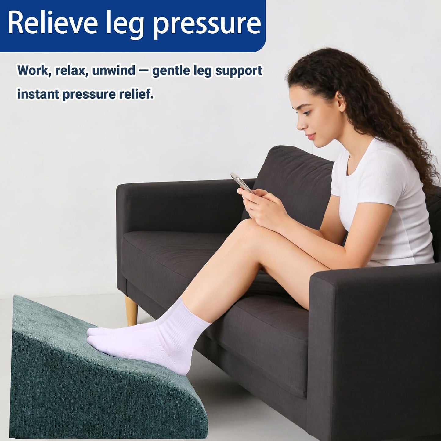 Foot Rest for Under Desk at Work, Ergonomic Under Desk Footrest with Washable Cover for Office, Home & Gaming Leg Elevation Pillow Black