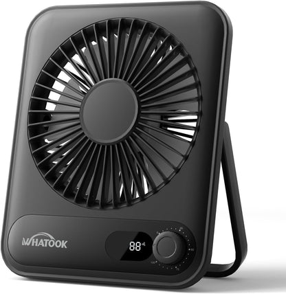 WHATOOK Small Desk Fan Personal Fans: 5000mah 25 Hours Battery Office Quiet Mini Desktop Fan Portable Rechargeable Travel Essentials (Purple, 2000 mAh)