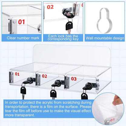 Threan 12 Slot Cell Phone Storage Box, Acrylic Clear Cell Phone Storage Cabinet Wall Mounted with Door, Locks and Keys for Office School Factory