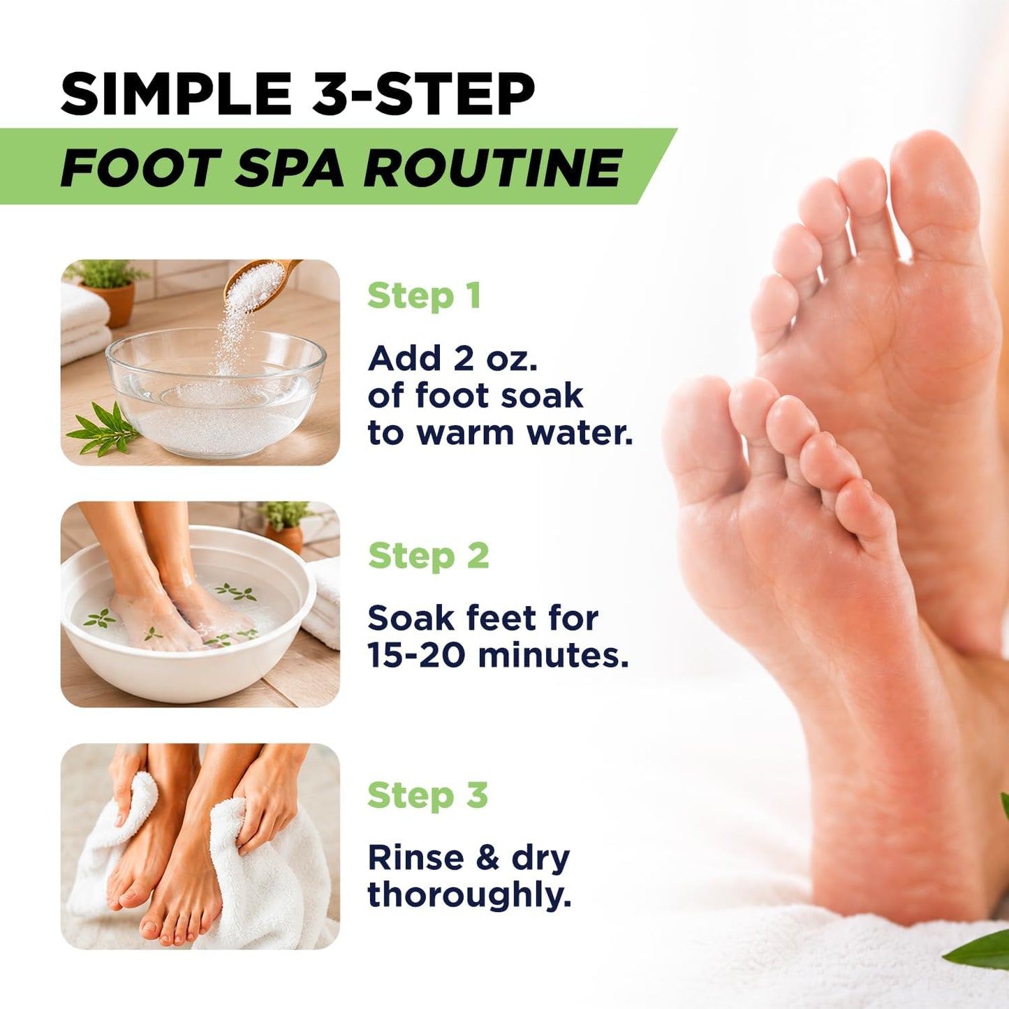 FOOT CURE Tea Tree Oil Foot Soak with Epsom Salt - Best Toenail Fungus Treatment, Athletes Foot & Softens Calluses - Soothes Sore & Tired Feet, Fungal Toe, Foot Odor Scent, Spa Pedicure (Pack of 2)