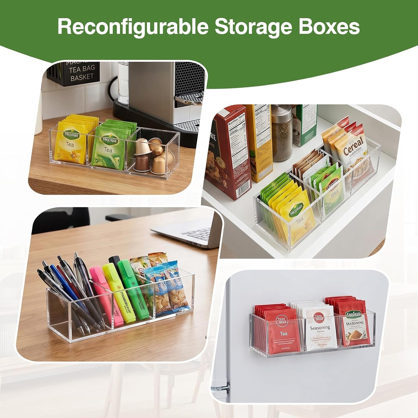 Magnetic Tea Bag Organizer, Clear Tea Bag Organizer Holder