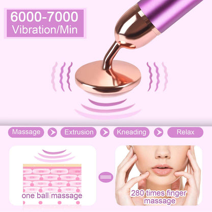Upgrade 2 in 1 Vibrating Jade Facial Massager Roller, Electric Rose Quartz Eye Face Roller to Press Skin Cream Oil for Anti-Aging Reducing Wrinkles and Glowing Youthful Skin Tone