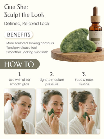 Face Roller & Gua Sha Facial Tools, Face Massager for Self Care, Jade Roller for face, Jawline Sculpting and Puffiness Reducing