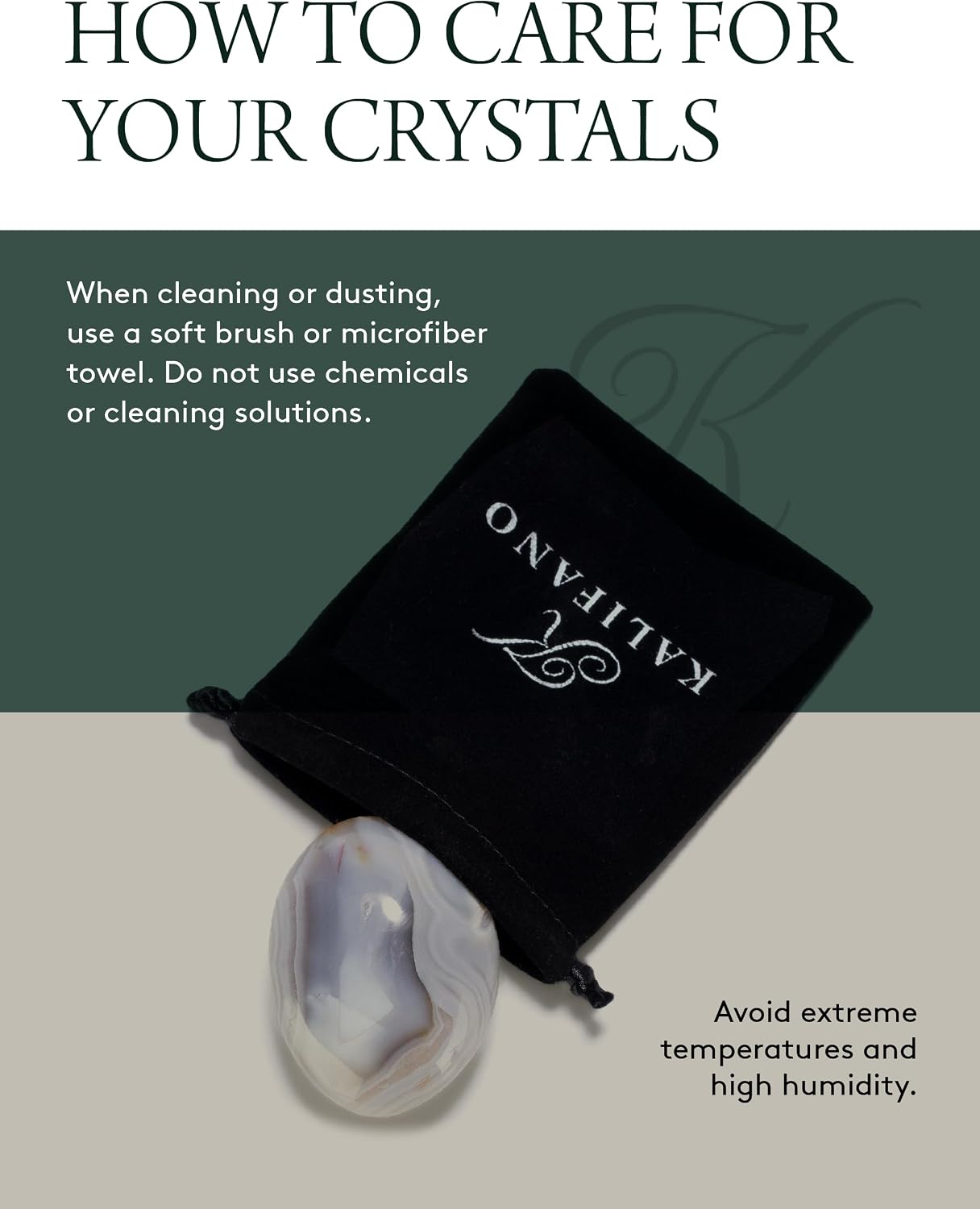 KALIFANO Palm Stone with Healing & Calming Effects - AAA+ Grade High Energy Worry Stone with Information Card - Reiki Crystal Used for Courage (Family Owned and Operated)
