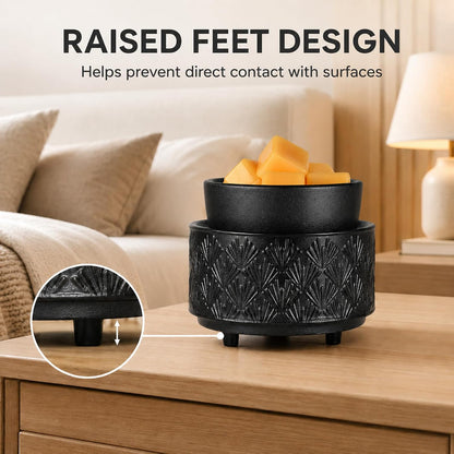 mocosa Ceramic Wax Melt Warmer, 3-in-1 Electric Wax Warmer for Scented Wax Melts, Flameless Candle Wax Burner for Home Fragrance, Bedroom Bathroom Office Decor, Gifts for Women Mom(Beige-Granular)