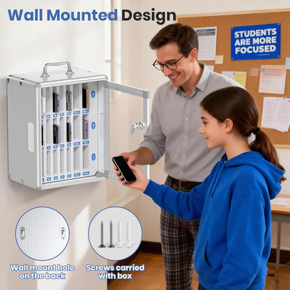 36 Slots Cell Phone Locker for Classroom, Portable Mobile Phone Storage Box with 【2 Different Size Slots】, Phone Lock Box Wall Mounted (Black)