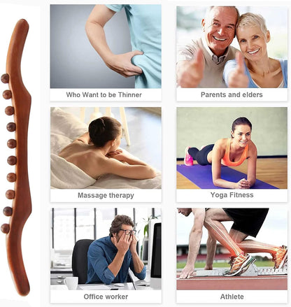 Wood Therapy Massage Tools, 16 inch Professional Wooden Massage Roller Stick & Wood Therapy Tools for Body Shaping, Body Sculpting Tools, Ease Deep Tissue
