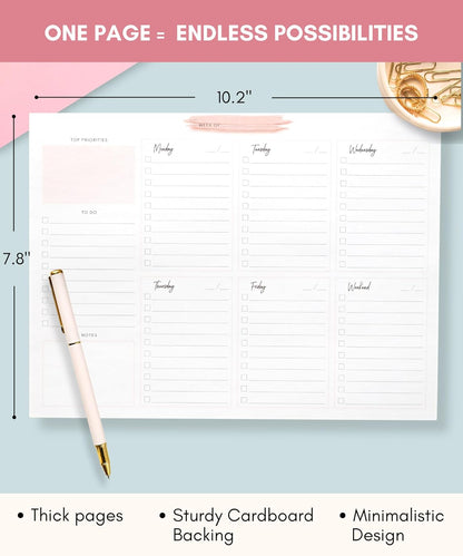Lamare Weekly Planner Notepad – Premium Undated Weekly To Do List Notepad