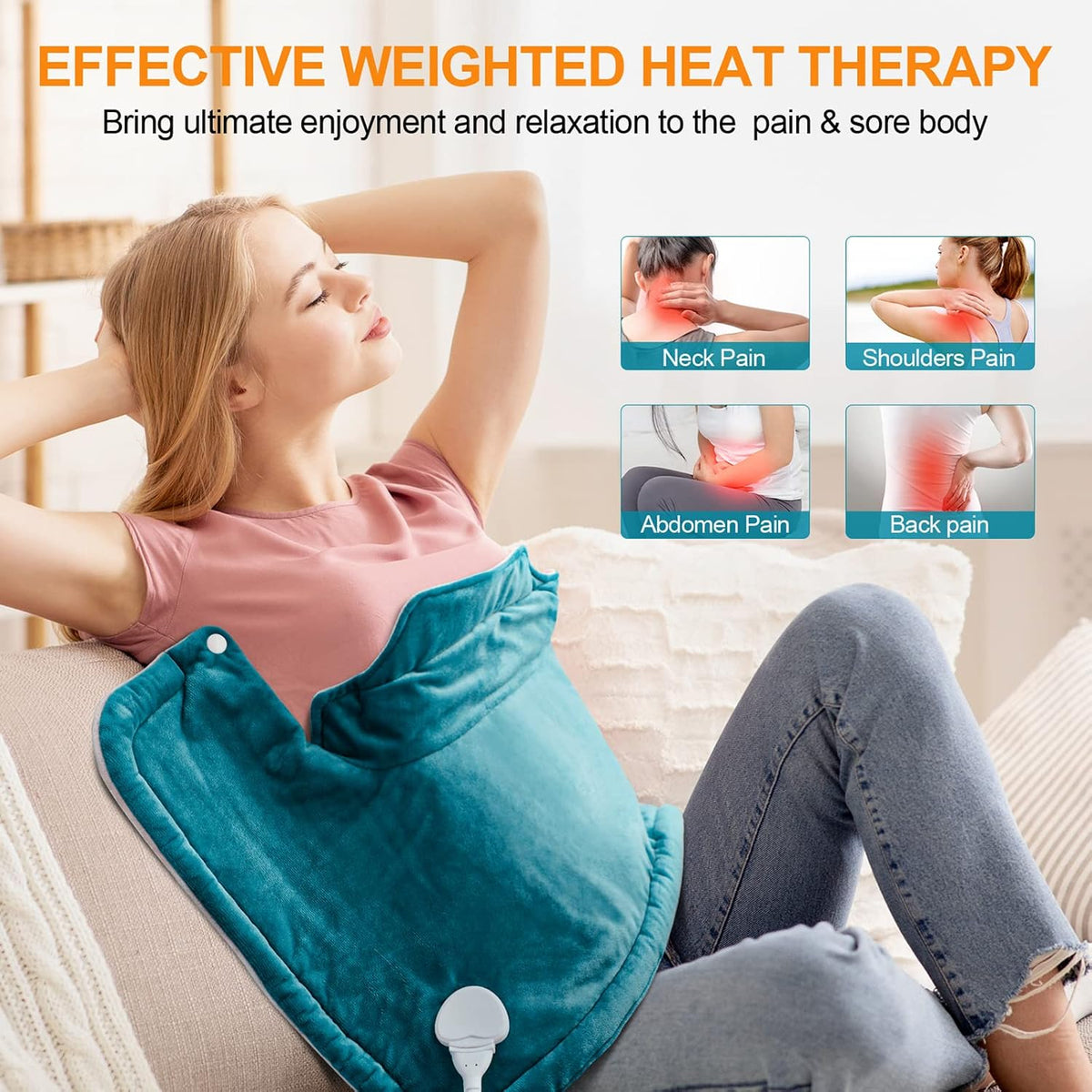 Heating Pad for Neck and Shoulders and Back, Mothers Day Gifts for Mom Wife Grandma, Birthday Gifts for Women, Weighted Neck Heating Pads, Large Heat Pad, 6 Heat Settings 4 Auto-Off, 17"x23" Blue