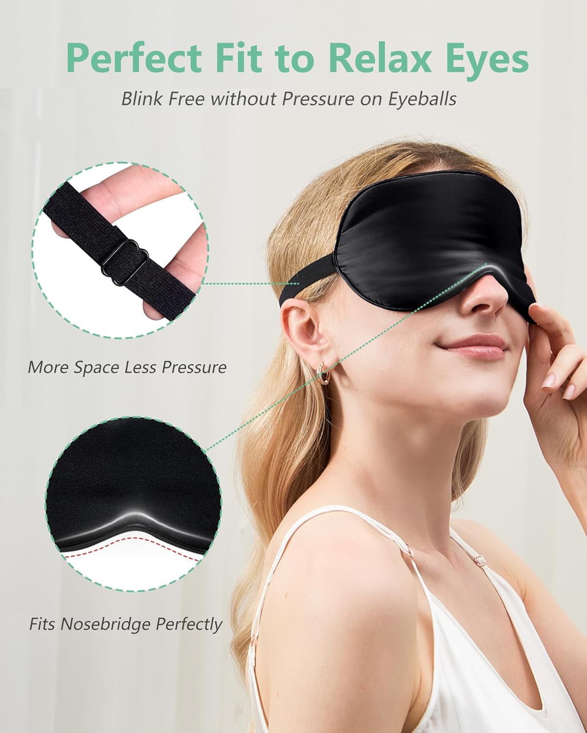 BeeVines 100% Real Mulberry Silk 2 Pack Sleep Mask, Natural Pure Silk Eye Masks with Adjustable Strap for Sleeping, Block Light Eye Sleep Shade Cover, Reduces Puffy Eyes Traveling Gifts
