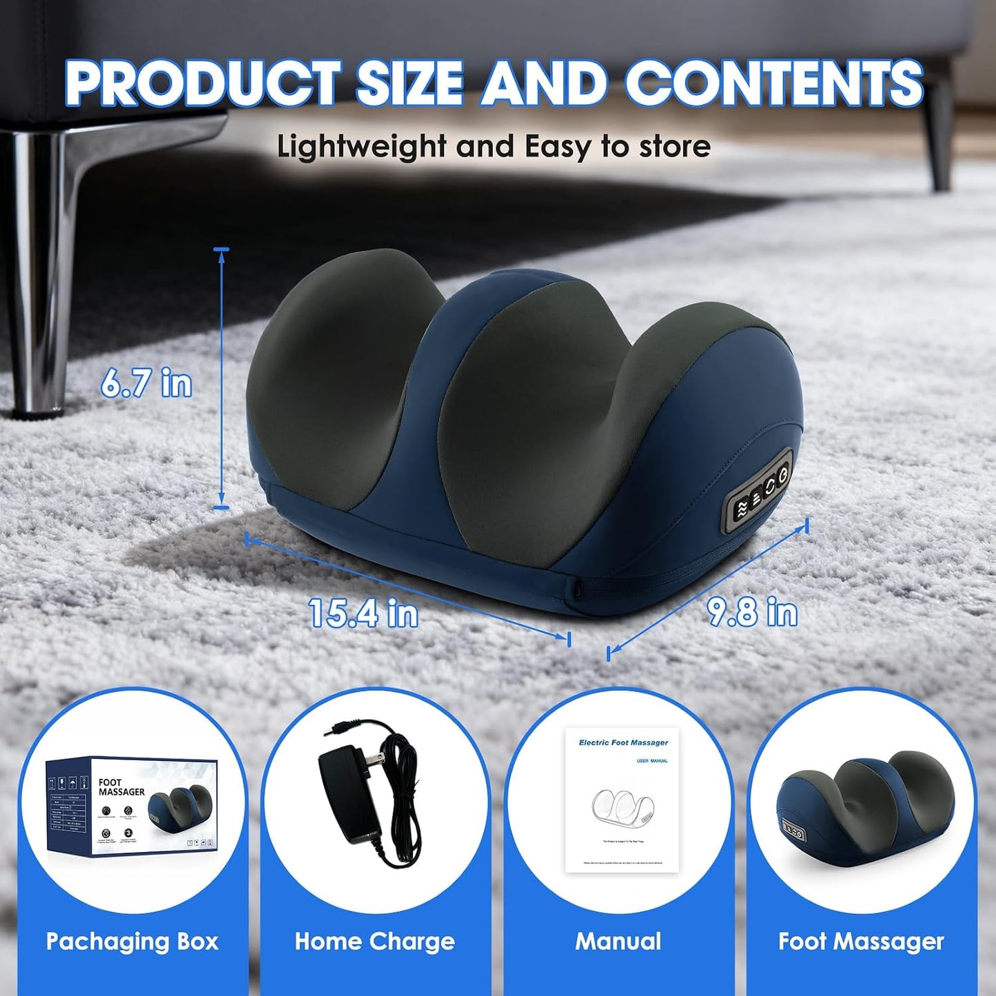 Foot Massager with Heat, Shiatsu Kneading Foot and Calf Electric Massager Machine with Roller, Massage Feet/Arm/Calf/Ankle for Relax, Plantar Fasciitis, Pain Relief, Gifts for Women & Men, Black