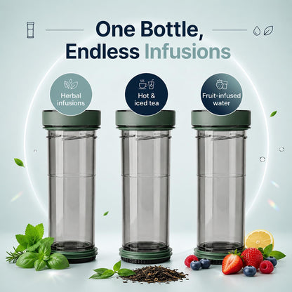 VIVA Recharge Tea Infuser Bottle, 16 oz Insulated Stainless Steel Travel Tea Tumbler with Infuser for Loose Leaf, Hot & Cold Tea & Coffee, Patented Steep Control, Leak-Resistant Lid - Mustard