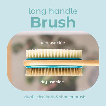 MainBasics Back Scrubber Shower Brush, Lavender, Long Handle