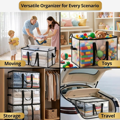 Comforter Storage Bags with Zipper and Handles (90L) - Extra Large Heavy Duty Moving Bags, Waterproof Blanket & Clothes Storage Bags, Foldable Under Bed Storage Totes for Bedding, Closet, College Dorm