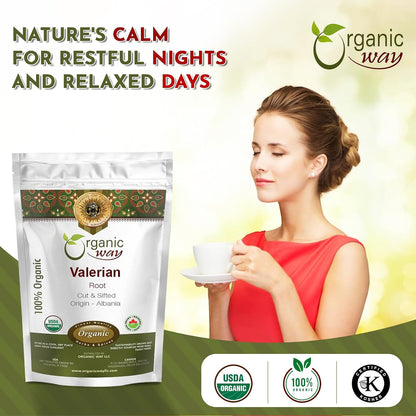 Organic Way Valerian Root Cut & Sifted - Herbal Tea (4 Oz)