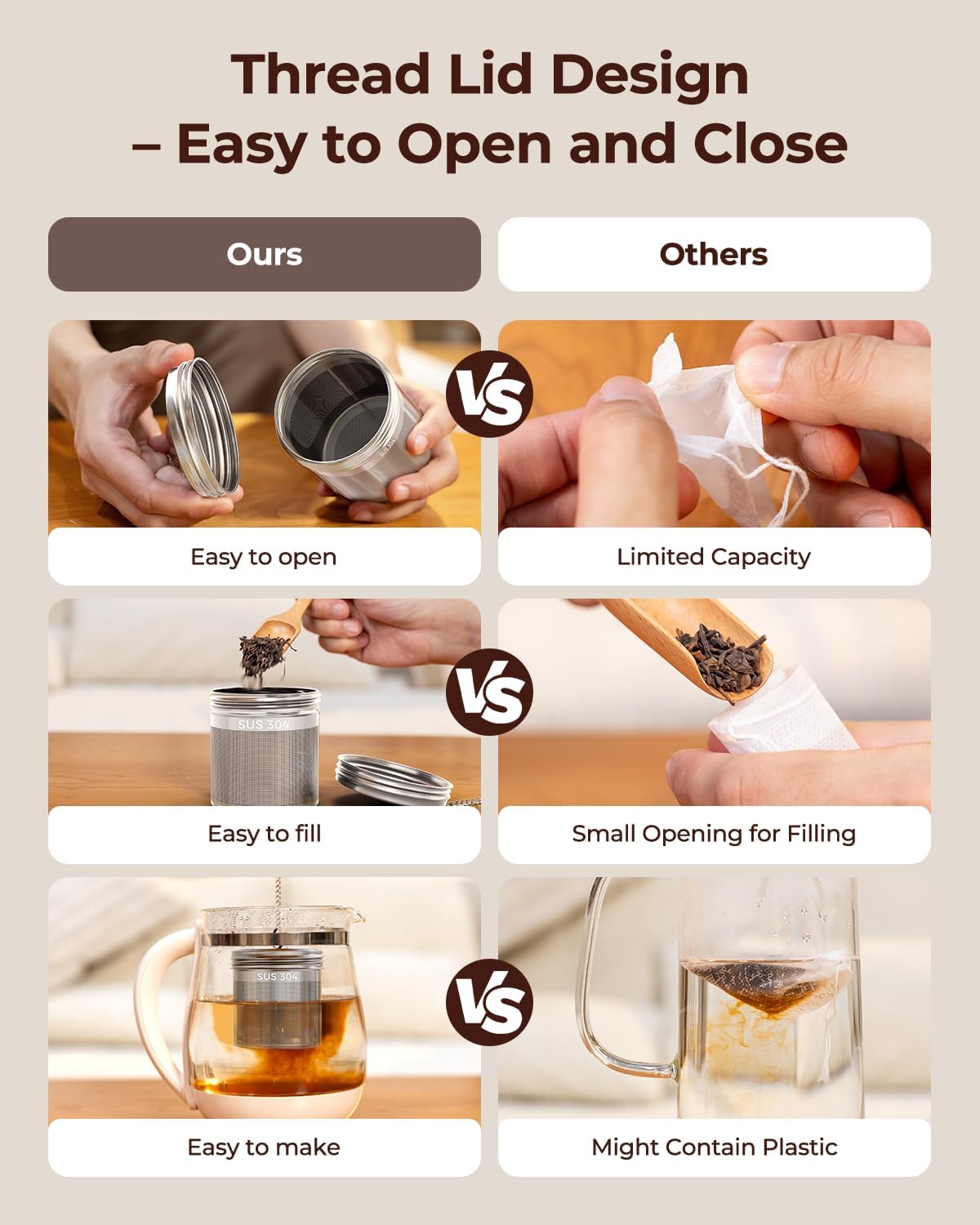 2 Pack Reinmoson Large Tea Infuser for Loose Tea & Spice Infuser for Cooking, 2.1” x 2.9” Extra Fine Mesh Large Tea Strainers, 304 Stainless Steel Loose Leaf Tea Steeper for Black Tea, Rooibos, etc