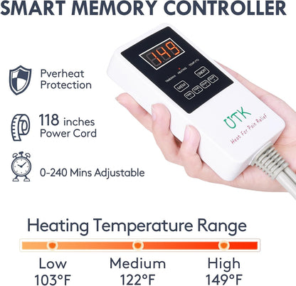 UTK Far Infrared Heating Pad for Back, 5X Deeper Pain Relief Pure Jade Heating Pad with 60 Natural Jades, FSA-HSA Eligible, Hotter to 159℉, 4H Auto Off, Gift for Women Men, Small (19" X 15")