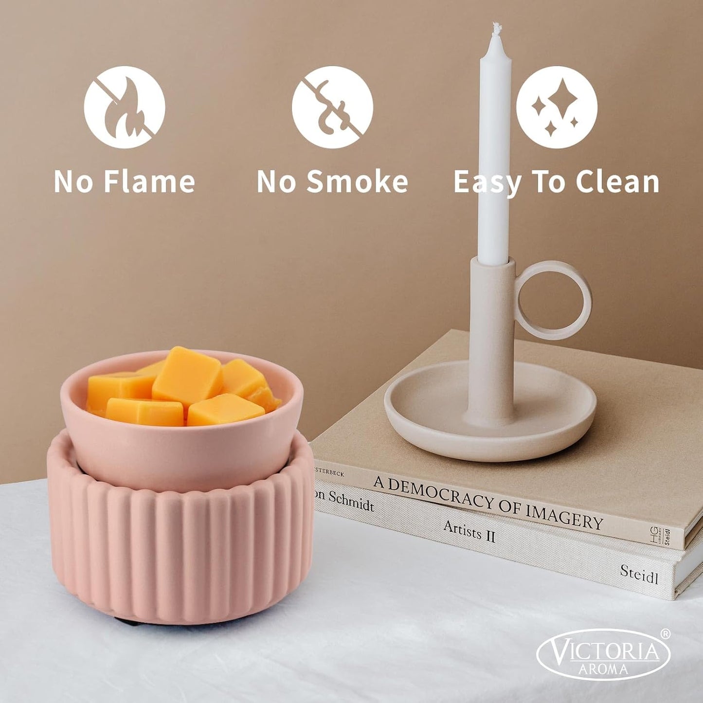 VICTORIA AROMA Ceramic Wax Melt Warmer 3-in-1 Candle Wax Warmer for Scented Wax Melter Electric Fragrance Wax Burner for Home Office Bedroom Gift & Decor…