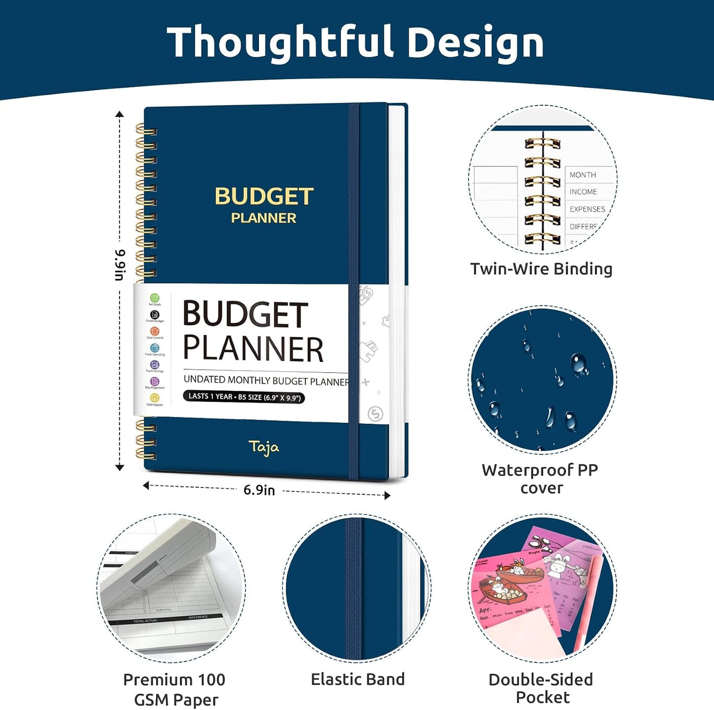 Budget Planner - Monthly Budget Book with Expense Tracker Notebook, Undated Bill Organizer & Finance Planner to Take Control of Your Money, Account Book to Manage Your Finances-Pink