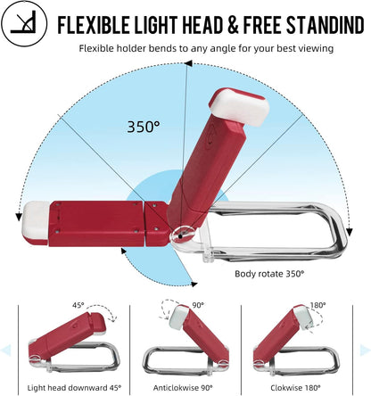 EGWASER Book Reading Light, Portable USB Rechargeable LED Clip on Book Lights for Reading in Bed, 3 Brightness Adjustable Dimmable Bookmark Light for Eye-Protection, Reading Lamp (White)