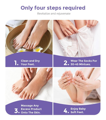 Foot Peel Mask, Lavender Foot Mask Natural Exfoliator for Dry Dead Skin, Callus, Peeling Foot Mask Repairs Heels & Removes Cracked Feet & Rough Heels Enjoy Baby Soft Smooth Feet