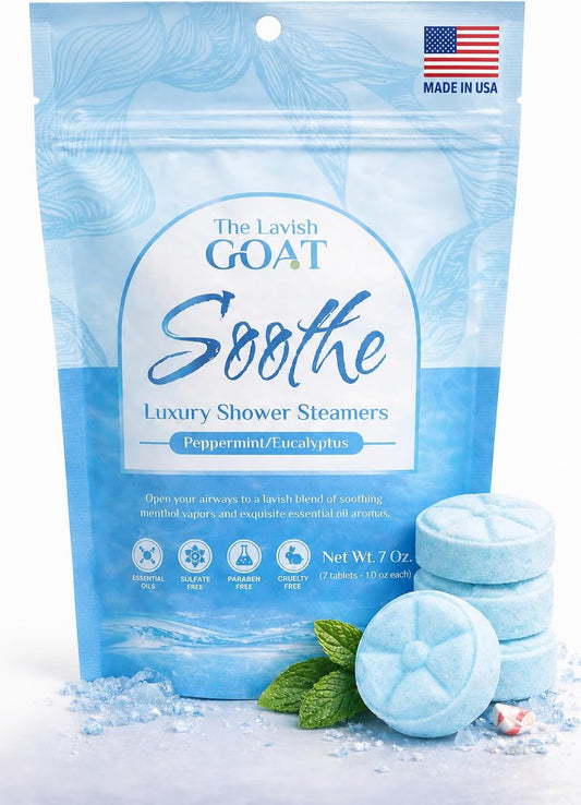 TLG Soothe Shower Steamers Aromatherapy 7 Pack – USA Made with Extra Menthol, Peppermint & Eucalyptus – Shower Bomb for Relaxation, Stress & Sinus Relief – Gift for Men & Women
