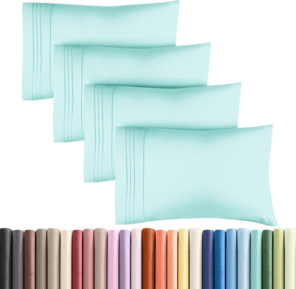 Standard Pillow Cases Set of 10 - Ultra Soft Hotel Quality Pillowcase Covers - Comfy, Cozy & Wrinkle Free - Shrink, Stain and Fade Resistant - Machine Washable Pillow Protectors - 10 Pcs Set - White - Colors B