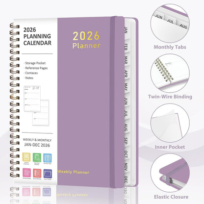 Planner 2026-2027, Weekly and Monthly Calendar Planner, JUL 2026 - JUN 2027 | Academic Year, Daily Agenda Book, A5(6.3'' x 8.5''), Sprial Bound, Inner Pocket, Office School Use